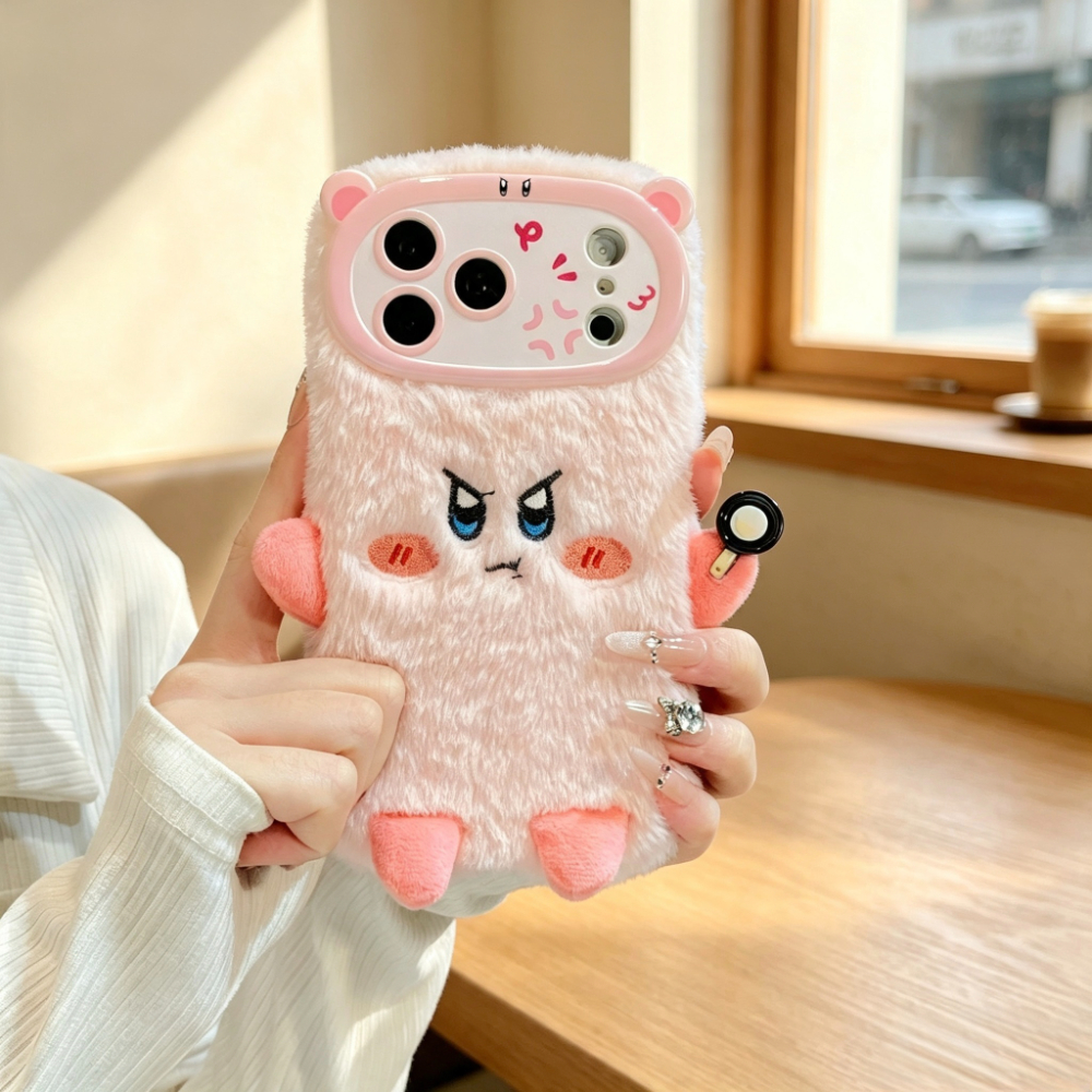 Phone Cases Iphone 16 - Fashion Cute Cartoon Fluffy Plush Angry
