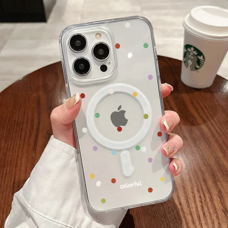 Phone Cases With Magsafe - INS Korean Creative Colored Wave Dots