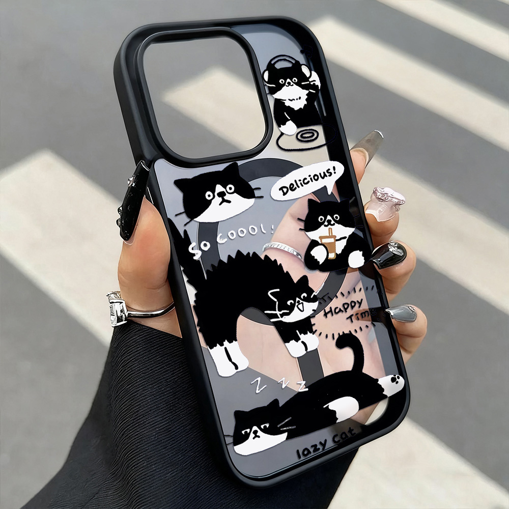 Phone Cases With Magsafe - Funny Black Cat Wireless Charging Phone