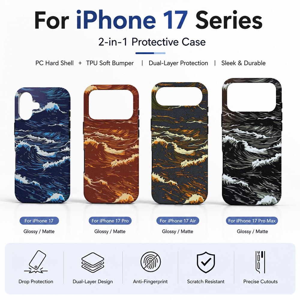 Phone Cases With Magsafe - Luxury Carbon Fiber Sea Wave Texture