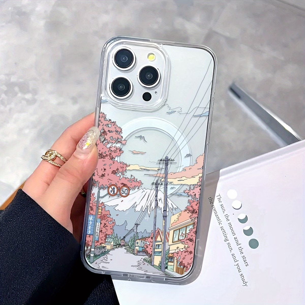 Phone Cases With Magnet - Fuji Cherry Blossom Pattern Phone Case