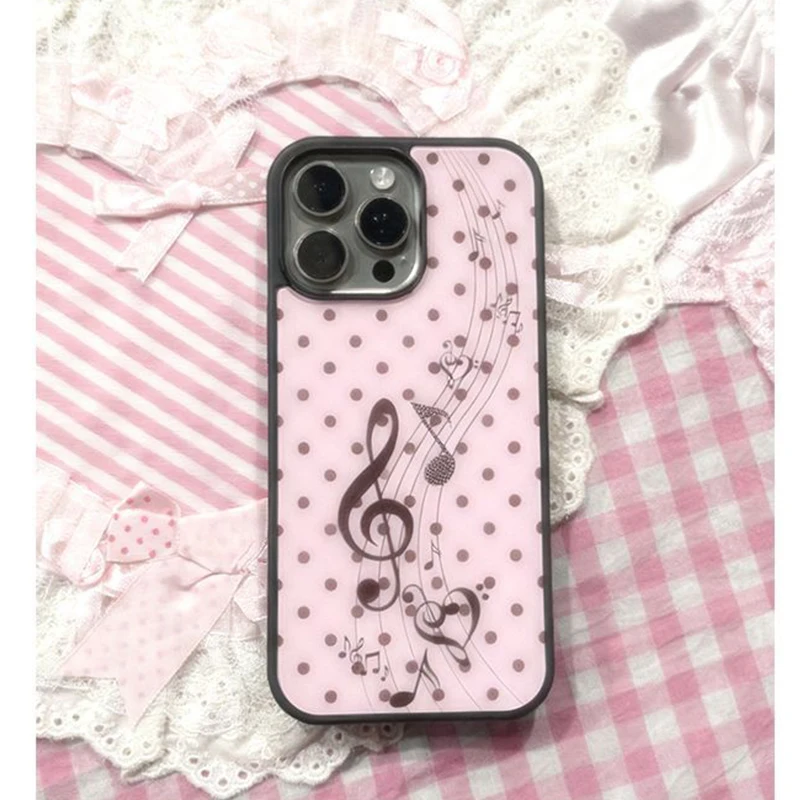 Phone Cases Brown - Korean ins Pink Brown Polka Dot