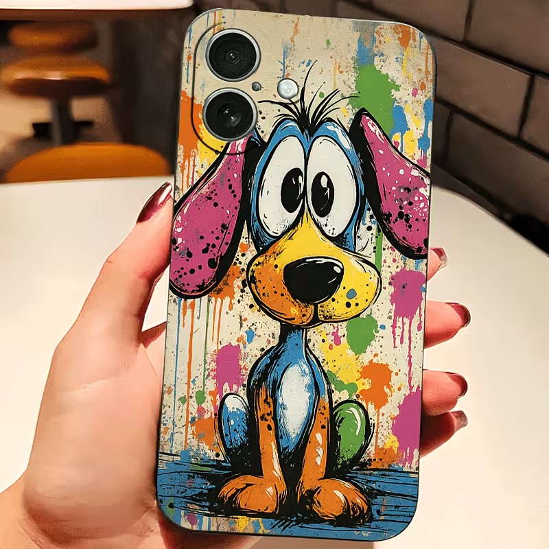 Phone Cases Iphone 16 - Graffiti Colored Puppy TPU Phone Case