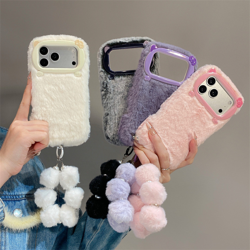 Phone Cases Iphone 16 - Luxury Solid Colors Furry Plush Phone