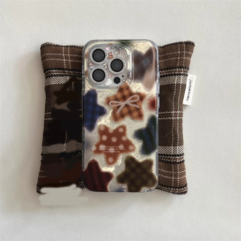 Phone Cases Brown - Korean Winter Cute Brown Checkered Patten