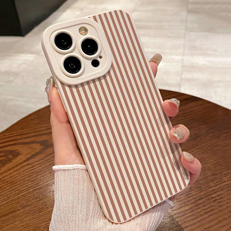Phone Cases Brown - Pink Striped Painted Anti-Drop Phone Case