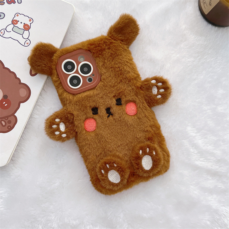 Korean 3D Cartoon Bear Fluffy  - Phone Cases Iphone 16 recension och pris