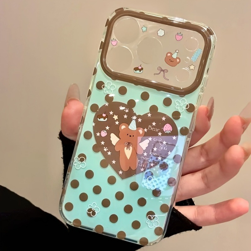 Brown Polka Dot Heart Bear Pat - Phone Cases Brown recension och pris