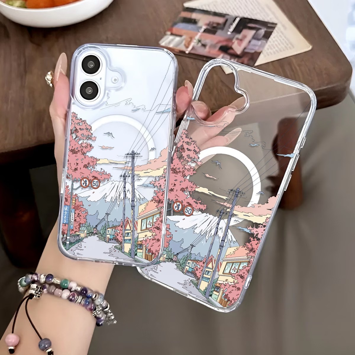 Fuji Cherry Blossom Pattern Ph - Phone Cases With Magnet recension och pris