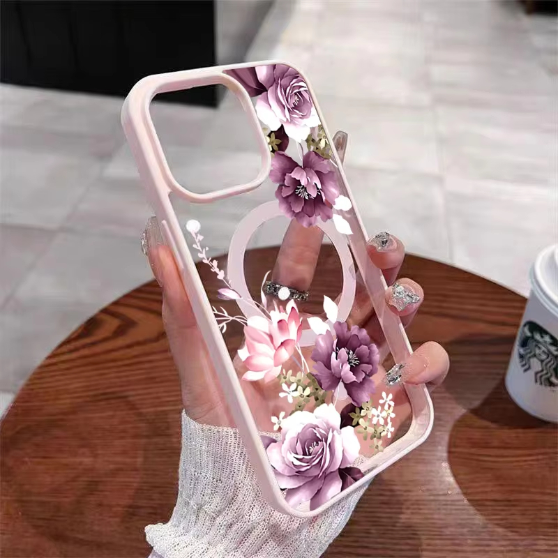 Lavender Pink Floral Printed M - Phone Cases With Magnet recension och pris