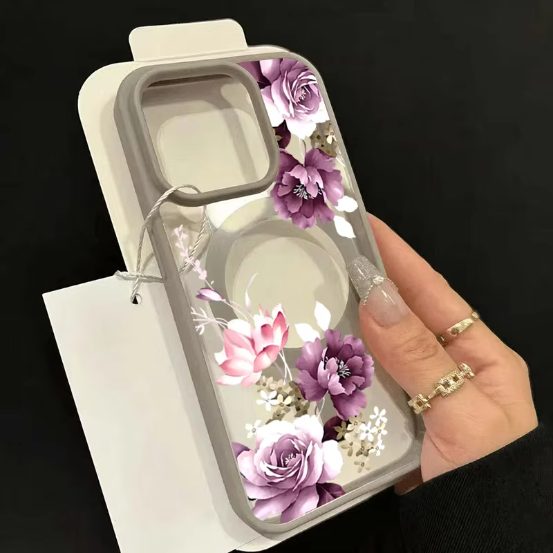 Lavender Pink Floral Printed M - Phone Cases With Magnet recension och pris