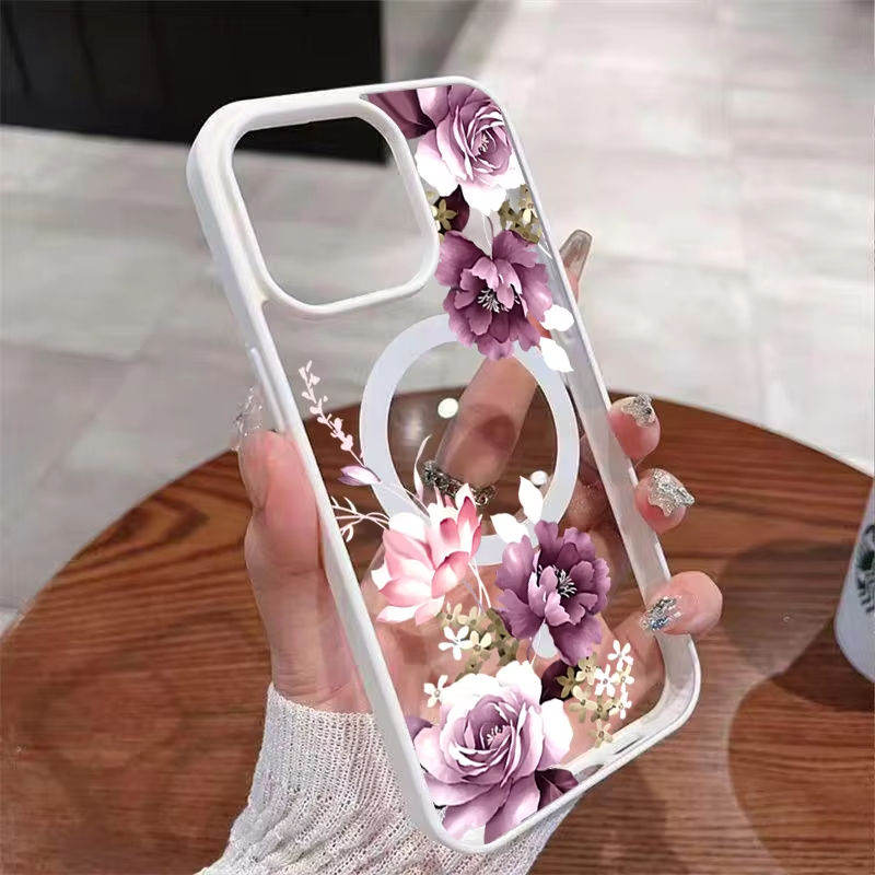 Lavender Pink Floral Printed M - Phone Cases With Magnet recension och pris