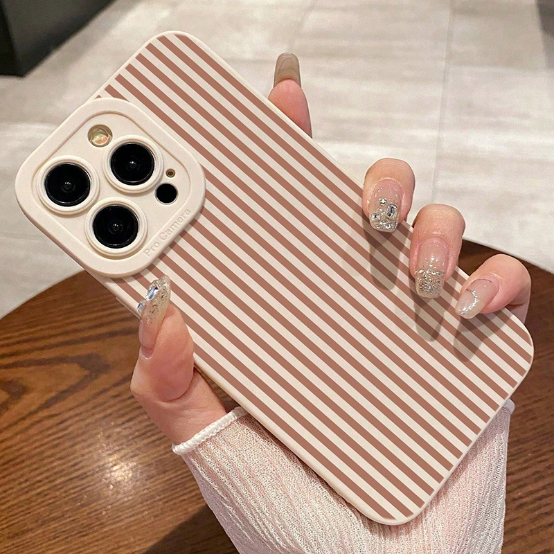Pink Striped Painted Anti-Drop - Phone Cases Brown recension och pris